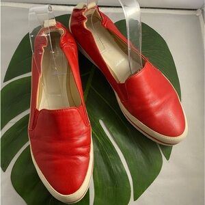 RON WHITE NELL RED LEATHER SLIP ON‎ SNEAKER​​​​​